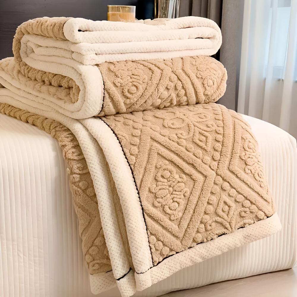 Sherpa Throw Blanket Carved Velvet Reversible Machine Washable