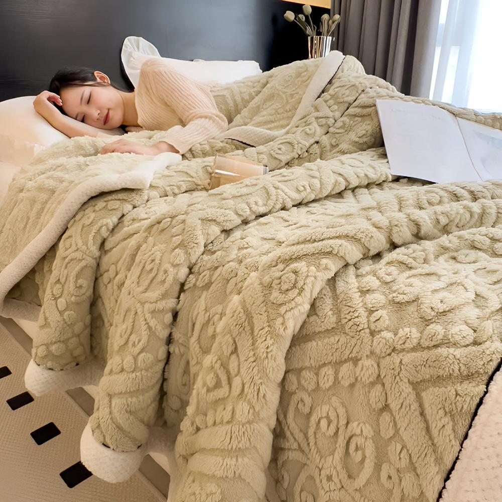 Sherpa Throw Blanket Carved Velvet Reversible Machine Washable
