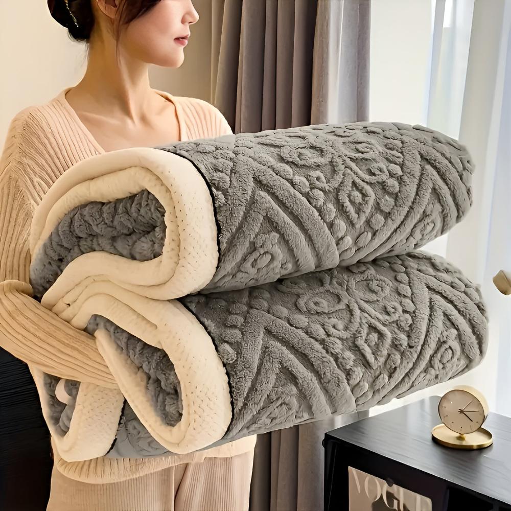 Sherpa Throw Blanket Carved Velvet Reversible Machine Washable
