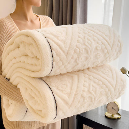 Sherpa Throw Blanket Carved Velvet Reversible Machine Washable
