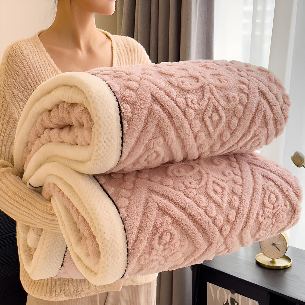 Sherpa Throw Blanket Carved Velvet Reversible Machine Washable