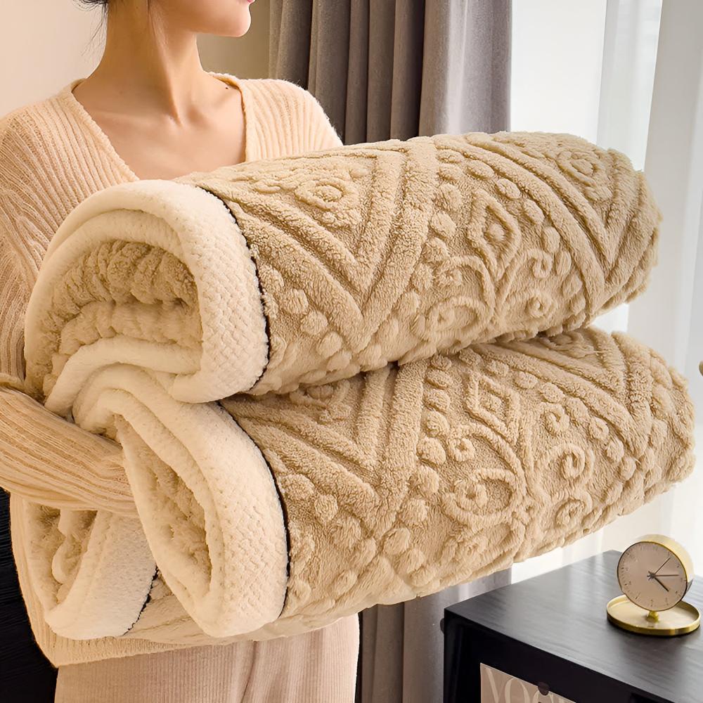 Sherpa Throw Blanket Carved Velvet Reversible Machine Washable