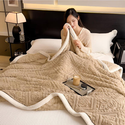 Sherpa Throw Blanket Carved Velvet Reversible Machine Washable