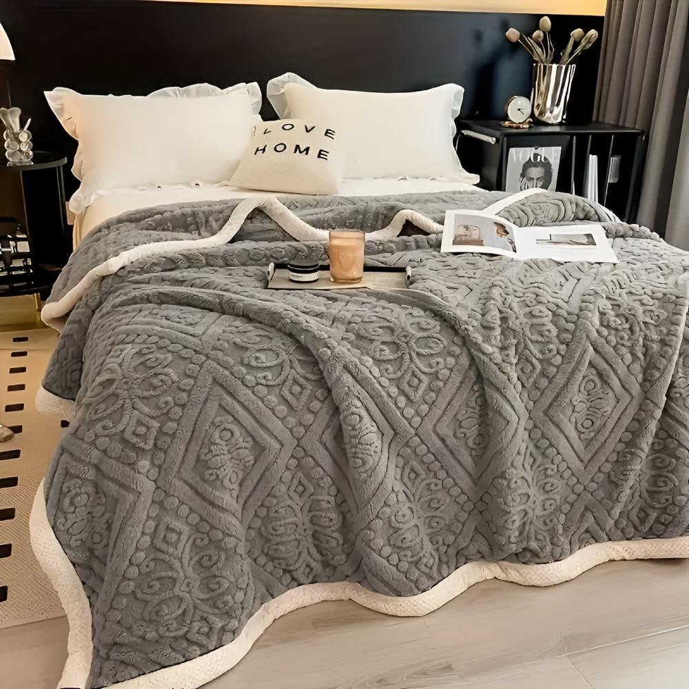Sherpa Throw Blanket Carved Velvet Reversible Machine Washable