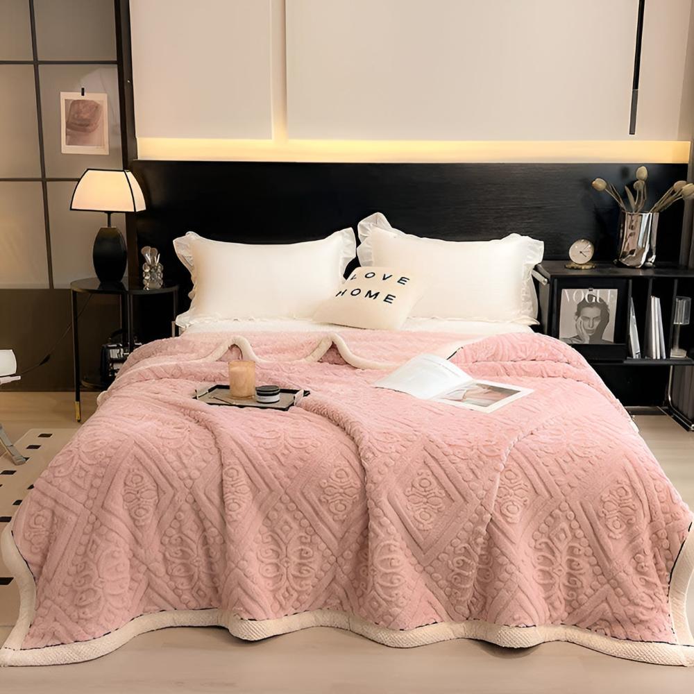 Sherpa Throw Blanket Carved Velvet Reversible Machine Washable