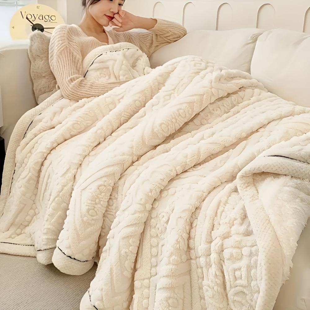Sherpa Throw Blanket Carved Velvet Reversible Machine Washable