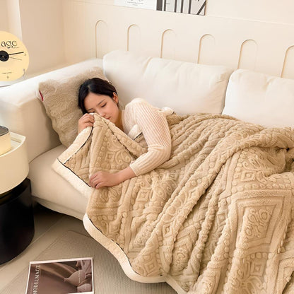 Sherpa Throw Blanket Carved Velvet Reversible Machine Washable