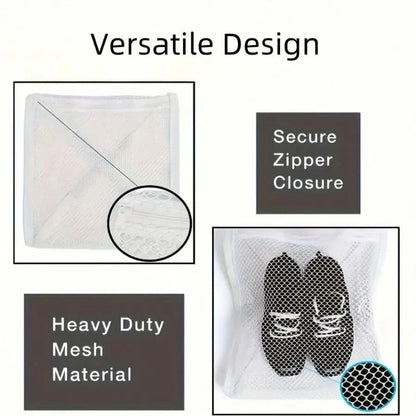 Shoe Laundry Bags Woven Mesh Zippered Set of 2
