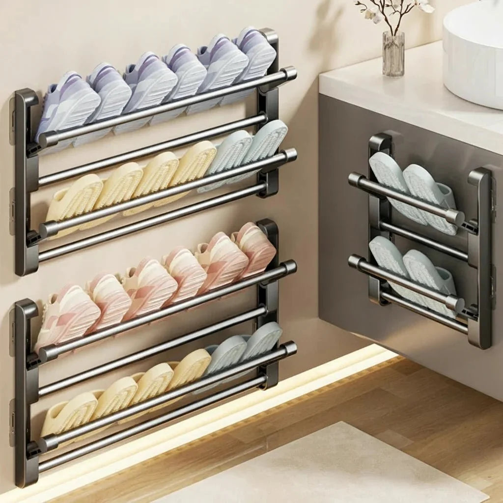 Shoe Rack Wall-Mounted Integrated Drainage Space-Saving Storage