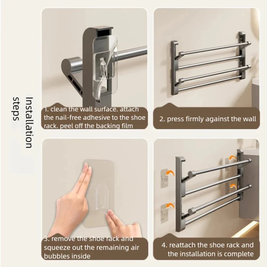 Shoe Rack Wall-Mounted Integrated Drainage Space-Saving Storage