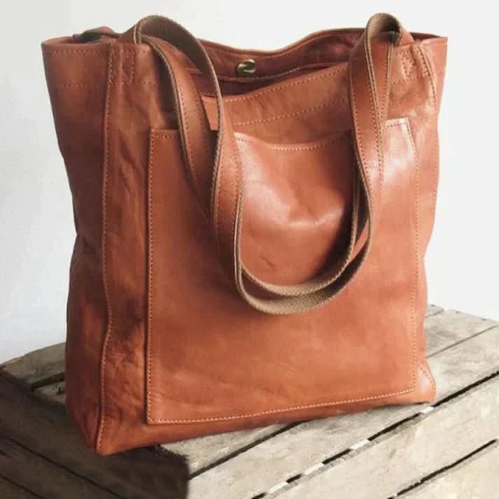 Shoulder Bag Leather-Look Multiple Compartments Adjustable Strap