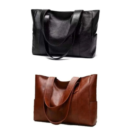 Shoulder Bag Smooth PU Leather Zipper Closure Interior Pockets
