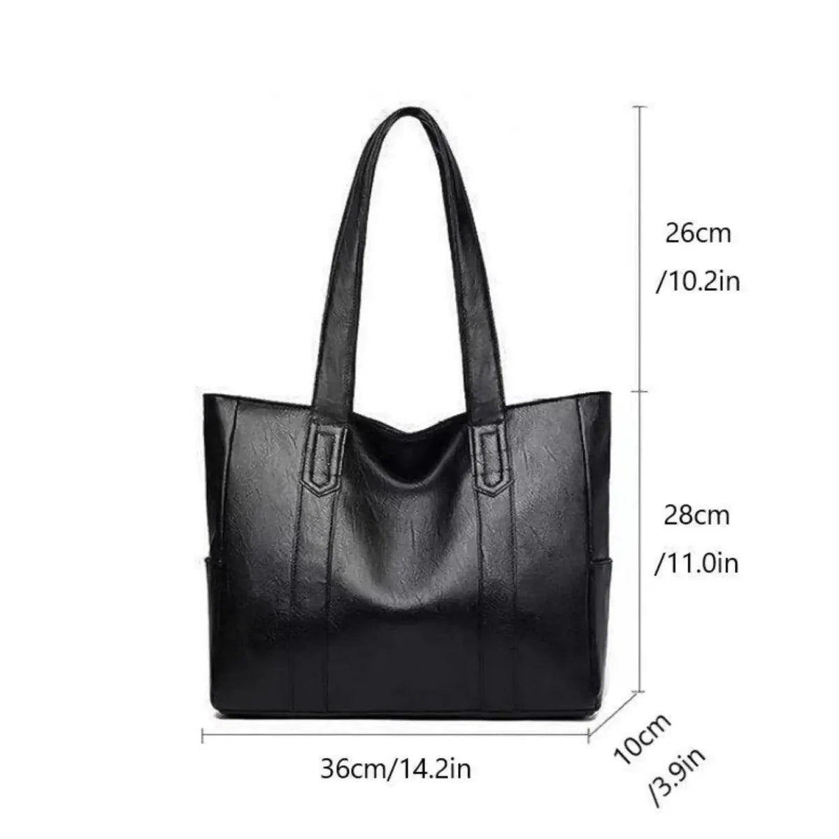 Shoulder Bag Smooth PU Leather Zipper Closure Interior Pockets