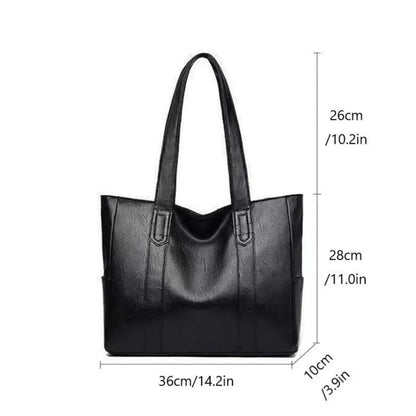 Shoulder Bag Smooth PU Leather Zipper Closure Interior Pockets