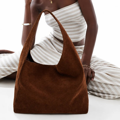 Shoulder Bag Soft Suede Roomy Slouchy Design