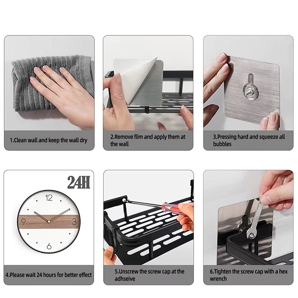 Shower Caddy Aluminium Matte Rustproof Self-Adhesive