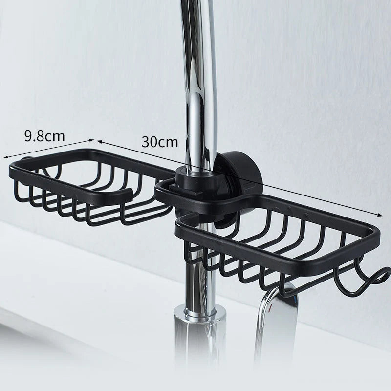 Shower Caddy Aluminum No-Drill Pipe Mount with Hooks
