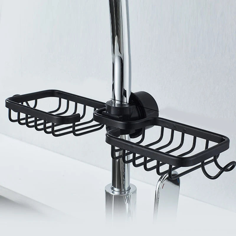 Shower Caddy Aluminum No-Drill Pipe Mount with Hooks