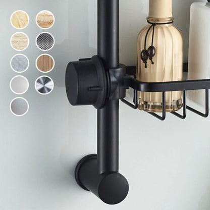 Shower Caddy Aluminum No-Drill Pipe Mount with Hooks