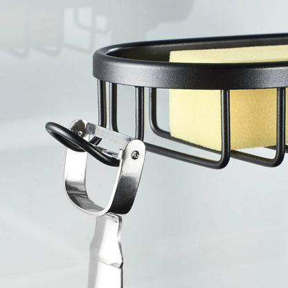 Shower Caddy Aluminum No-Drill Pipe Mount with Hooks