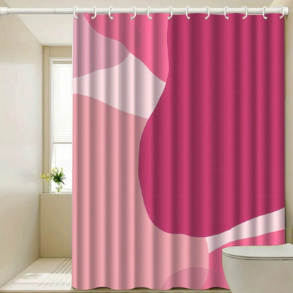 Shower Curtain Bright Pink Abstract Waterproof Microfiber Weighted Hem