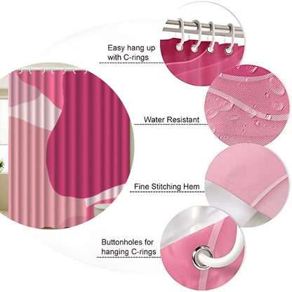 Shower Curtain Bright Pink Abstract Waterproof Microfiber Weighted Hem