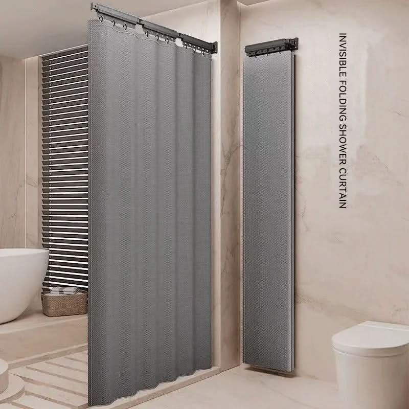 Shower Curtain Divider Foldable Rod & Storage Rack