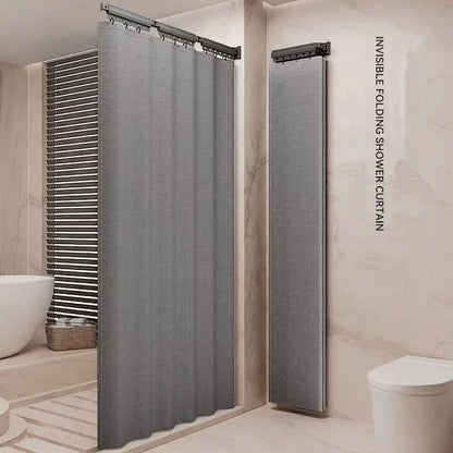Shower Curtain Divider Foldable Rod & Storage Rack