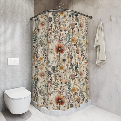 Shower Curtain Floral Microfiber Waterproof & Mildew-Resistant