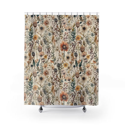 Shower Curtain Floral Microfiber Waterproof & Mildew-Resistant