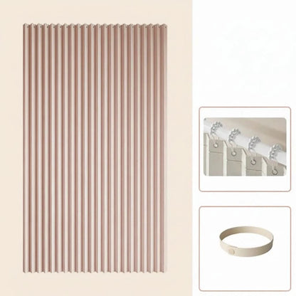 Shower Curtain Foldable Pleated Magnetic Edges & Weighted Hem