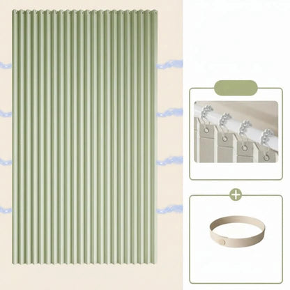 Shower Curtain Foldable Pleated Magnetic Edges & Weighted Hem