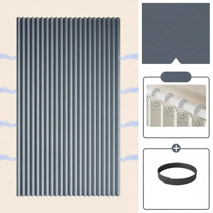 Shower Curtain Foldable Pleated Magnetic Edges & Weighted Hem