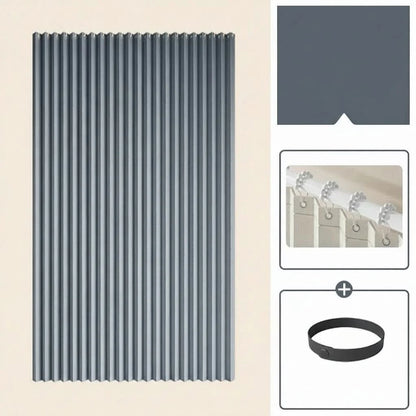 Shower Curtain Foldable Pleated Magnetic Edges & Weighted Hem
