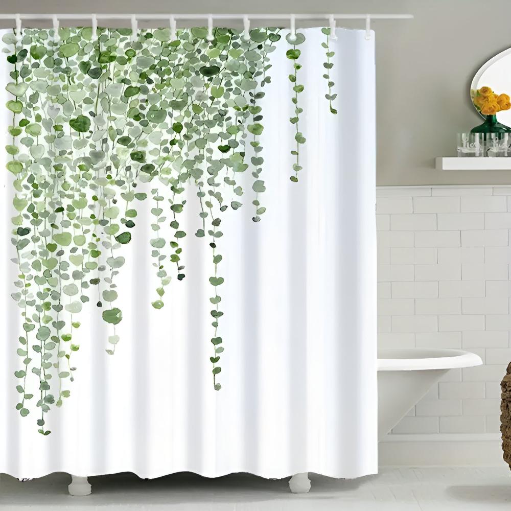 Shower Curtain Leaf Vine Water-Repellent Polyester