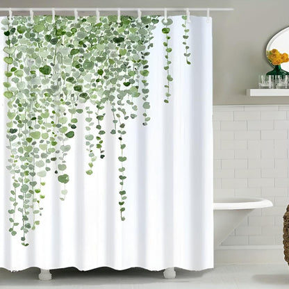 Shower Curtain Leaf Vine Water-Repellent Polyester