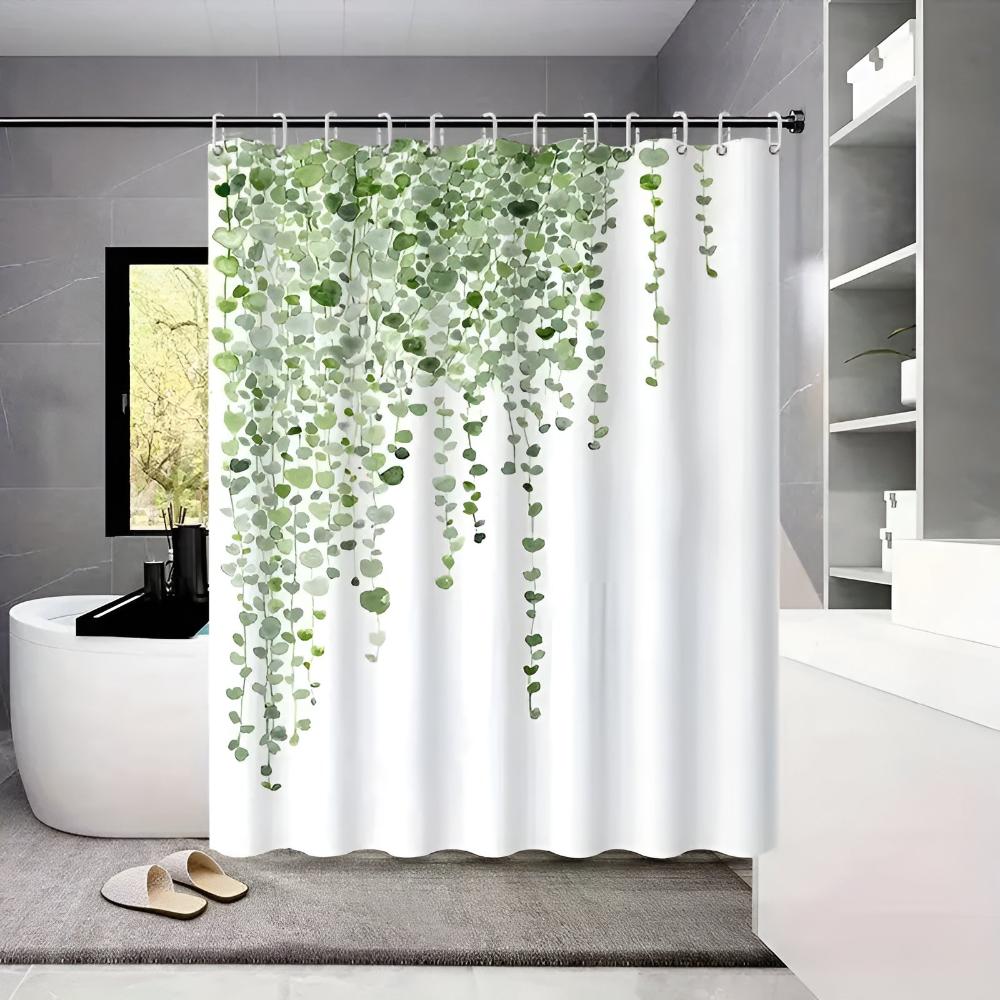 Shower Curtain Leaf Vine Water-Repellent Polyester