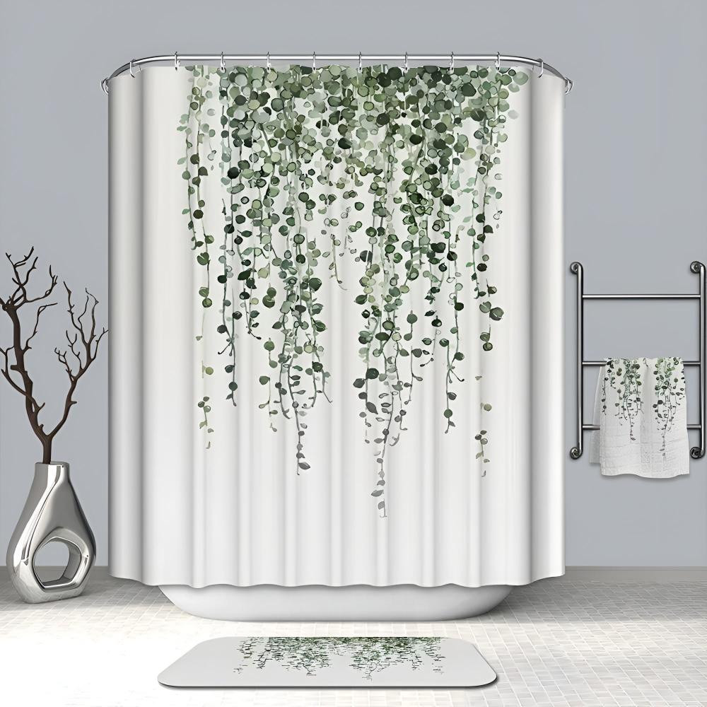 Shower Curtain Leaf Vine Water-Repellent Polyester