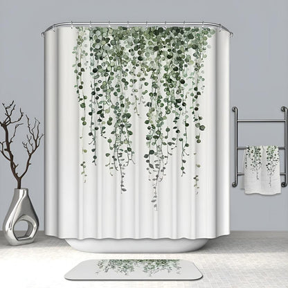 Shower Curtain Leaf Vine Water-Repellent Polyester
