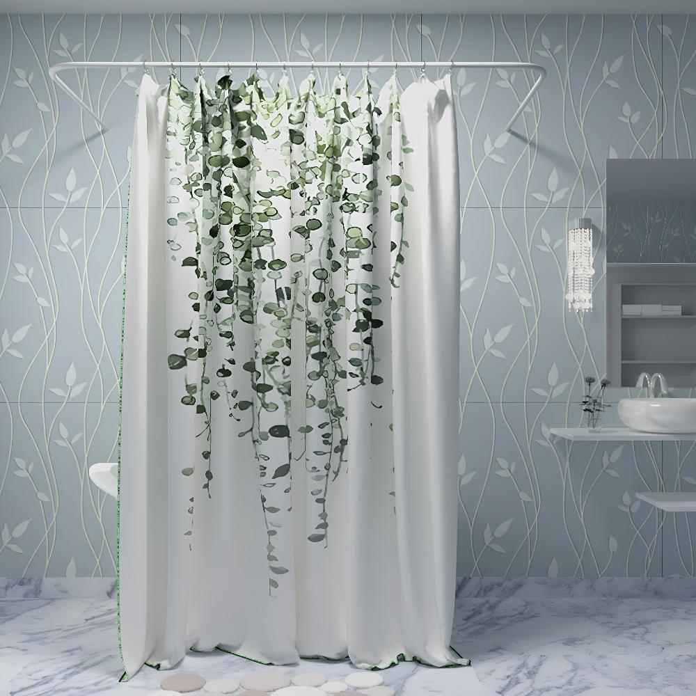 Shower Curtain Leaf Vine Water-Repellent Polyester