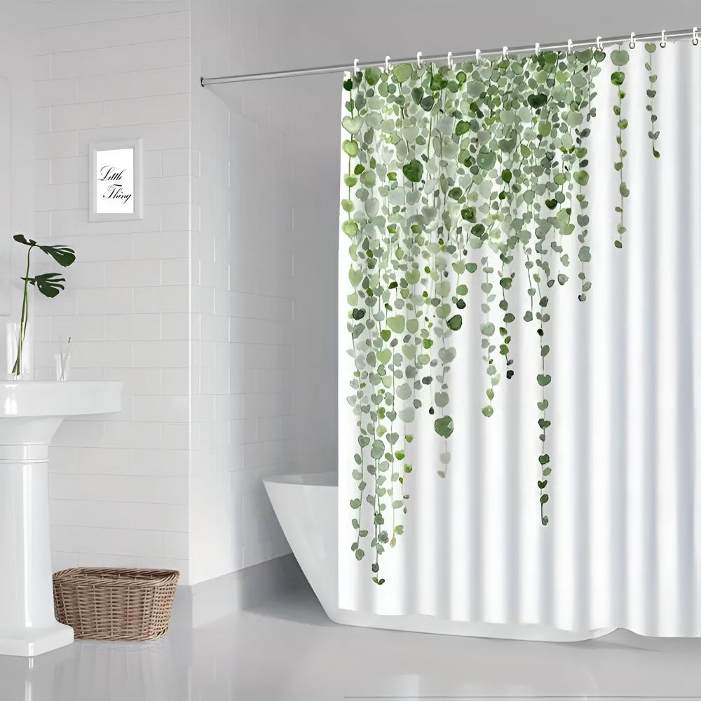 Shower Curtain Leaf Vine Water-Repellent Polyester