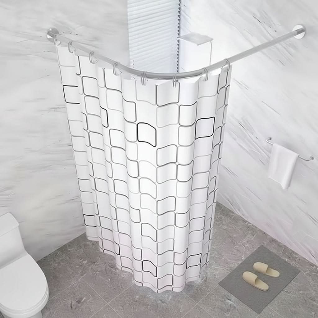 Shower Curtain Rod L-Shaped Curved Extendable Stainless Steel