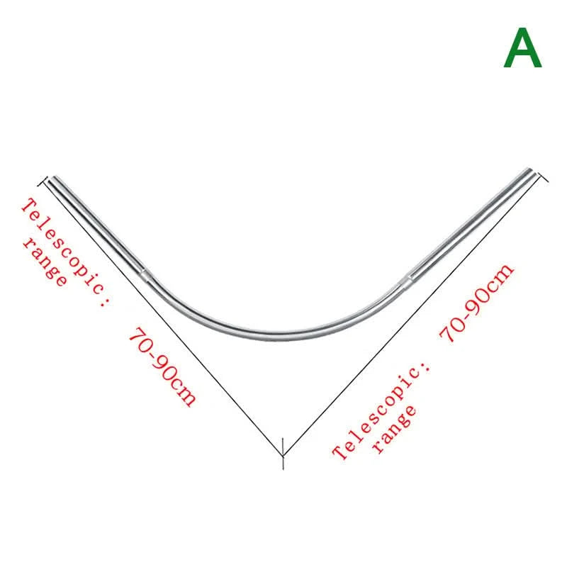 Shower Curtain Rod L-Shaped Curved Extendable Stainless Steel