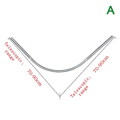 Shower Curtain Rod L-Shaped Curved Extendable Stainless Steel