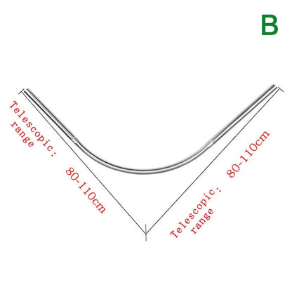 Shower Curtain Rod L-Shaped Curved Extendable Stainless Steel