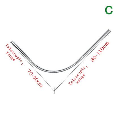 Shower Curtain Rod L-Shaped Curved Extendable Stainless Steel