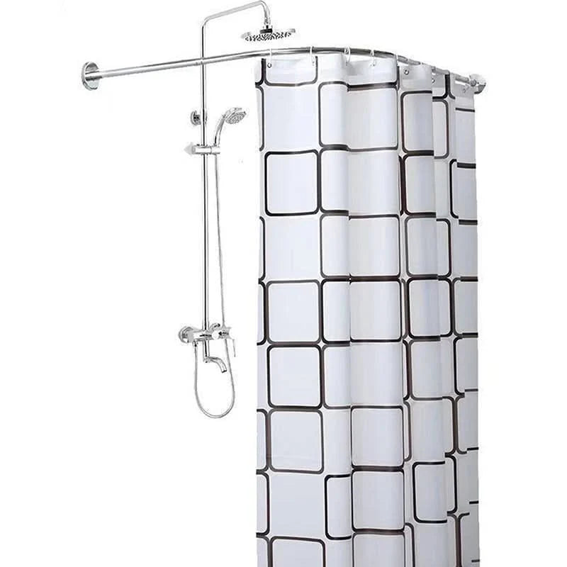 Shower Curtain Rod L-Shaped Curved Extendable Stainless Steel