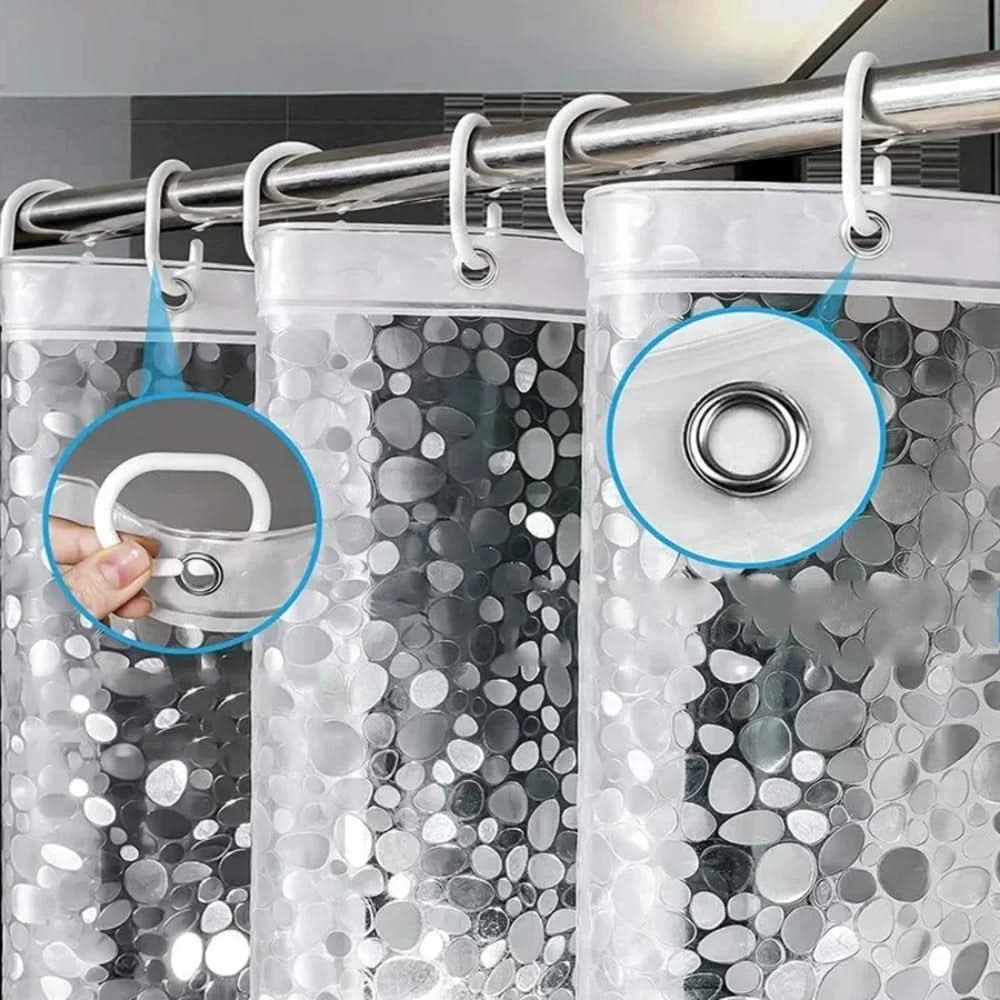 Shower Curtain Transparent Pebble Waterproof & Mold-Resistant