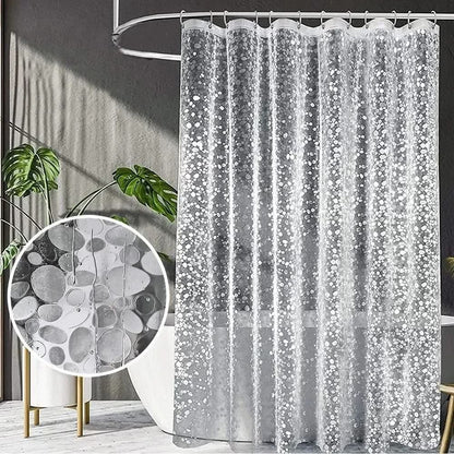 Shower Curtain Transparent Pebble Waterproof & Mold-Resistant