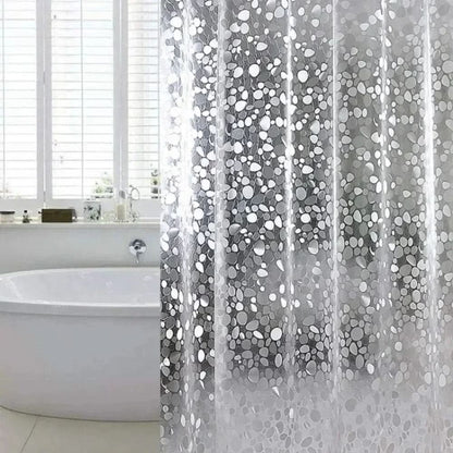 Shower Curtain Transparent Pebble Waterproof & Mold-Resistant